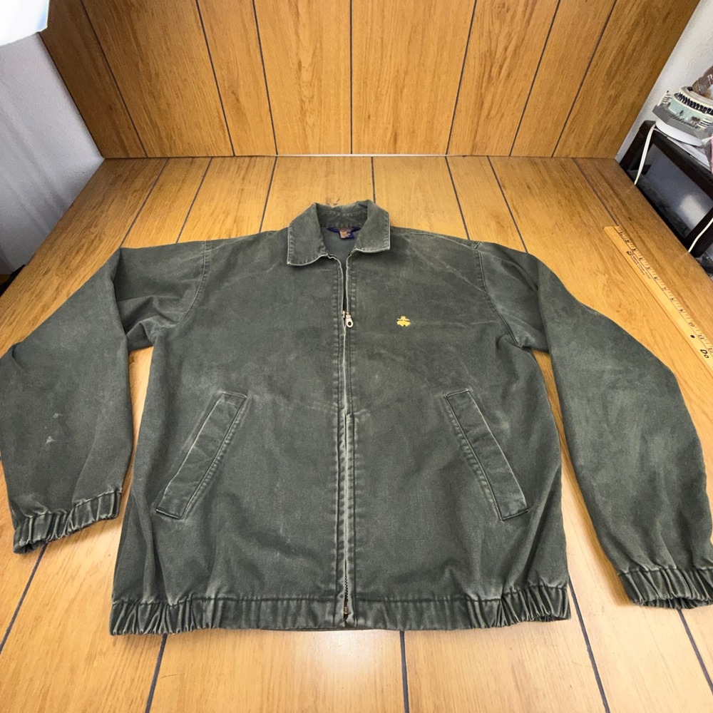 Brooks Brothers Mens Large Harrington Jacket Green Cotton Full Zip Golden Fleece